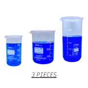 Glass Beaker 1000/2000/3000 ml Borosilicate glass 3.3 Marienfeld Set of 3 Pieces
