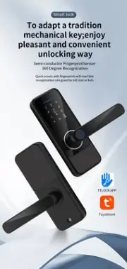 Fingerprint 5-in-1 Door Lock Biometric Smart Door Lock Code Backup Key Bluetooth