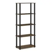 Furinno Turn-S-Tube Engineered Wood 5-Tier Shelf Display Rack in Columbia Walnut