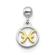 Sterling Silver Mio Memento Rhodium-Plated Gold-Tone Dangle Pisces Charm