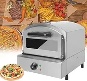 2000W Electric Pizza Oven with Thermometer, 2 Layer Stainless Steel Toaster 350℃ Temperature Control Countertop Oven Thickened Thickened Visualization Glass for Barbecue Chicken Wings Sweet Potato
