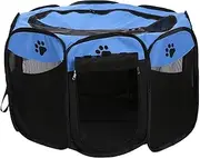 Collapsible Pet Dog Cage Park Tent Room Puppy Exercise Cage Cat Cage Outdoor Waterproof Two Door Mesh Cover (Color : Dark Blue)