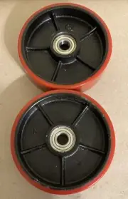 Pallet Jack Replacement Steer Wheels with 20 mm ID Bearings - 7"x2" Pair USA