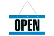 Headline Sign Open/Closes With Chain 75x150mm Blue/Black/White