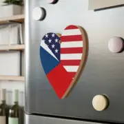Czech Republic American Flag Czechia USA Wooden Ornament