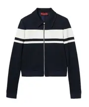 Cotton jersey jacket with embroidery S,M Dark blue/white
