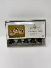 Vintage 2003 Snowman String Christmas 10 indoor/outdoor Lights plastic Snowmen