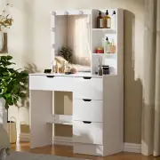 Vanity Table Set w/ Lighted Mirror Dressing Table Storage Organizer Dresser Desk