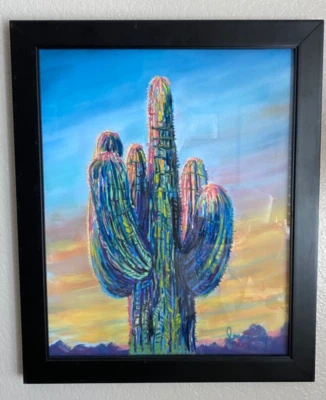 Original Pastel Chalk Painting "Saguaro" by Willaim Jensen Southwest Collection