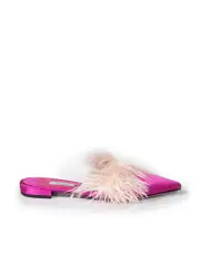 Pink Feather Trimmed Mules