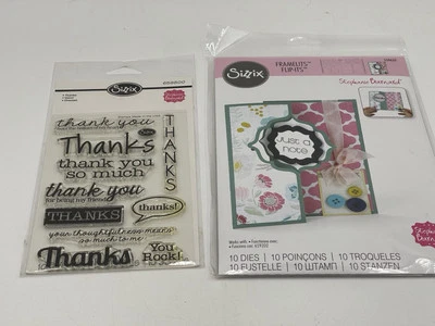 Sizzix Framelits Dies Flip-Its Card Set by Stephanie Barnard & Thank You Stamp