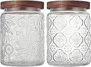 SNGKMSYG Vintage Glass Jar With Airtight Lid, Kitchen Glass Food Storage Containers Mason Jars for Cookie, Candy, Sugar, Coffee, Beans, Tea, Oats, Flour, Grains, Delicate Food Storage Jar