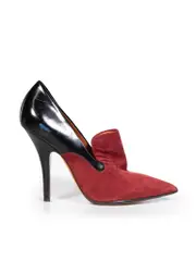 Two Tone Suede Pointed Toe Heels
