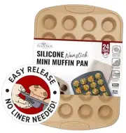 Silicone Mini Muffin Pan 24 Cup Mini Muffin Silicone Molds Khaki Beige