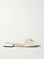 [Valentino Garavani] Valentino Garavani - Vlogo Embellished Leather Slides - Ivory - IT39 IT 39 Ivory