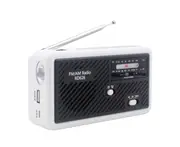 Portable Emergency AM/FM Radio Solar Hand Crank Power with LED Lights Black