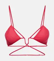[Nensi Dojaka] Nensi Dojaka Tie-trimmed gabardine bra AU 6 red
