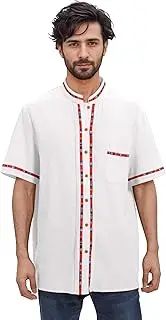 [AWIBMK] Kids Toddler Boys Mexican Shirt Band Collar Short Sleeve Button Up Guayabera Shirt Cinco De Mayo Fiesta Top
