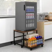 19.7X19.7In Mobile Mini Fridge Stand with Large Capacity Storage Beverage Refrig