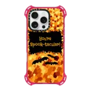 iPhone 16 Pro Bounce Case MagSafe Compatible YOU'RE SPOOK-TACULAR Creepy Romantic Bats Halloween Orange Black Typography Romance All Hallow's Eve Festive Trick or Treat Fine Art Painting