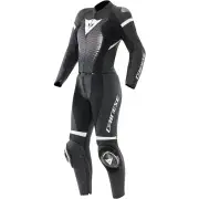Fulminea Ladies Black White 2PC Leather Motorcycle Suit