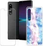 [Generic] TPU Cover for Sony Xperia 1 V + HD Tempered Glass, Silicone Shell Bumper Protective Back Case - 9 Hardness Anti-Scratch Screen Protector for Sony Xperia 1 V (6,5") - KE36