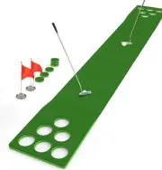 Golf Putting Indoor and Outdoor, Home Golf Simulators Green Putting Mat with 2 H