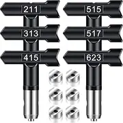 Spray Tips, 6Pcs Airless Paint Sprayer Tips Reversible Spray Tips for Airless Paint Sprayer Machine Spray Paint Nozzles for Airless Paint Spray Guns House Painting DIY (211 313 415 515 517 623)