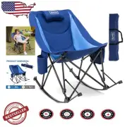 Oversized Portable Rocking Chair for Camping with Cup Holder - Supports 350 lbs