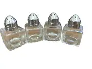 (Set of 4) Mini Salt and Pepper Shakers, 0.5 Oz Glass Cube Body salt and pepper