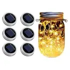 Mason Jar Solar Lights Lids,6 Pack 20 LED Bulbs Solar String Lights (NO Jars&...