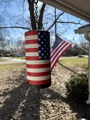 Large Deep American Flag Serenity Metal Cow Bell Heroic Wind Chime