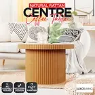 Natural Rattan Side Coffee Table Glass Top Living Room Garden Patio Lounge