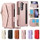 For Samsung Galaxy Z Fold6/Fold5/Fold4 Lanyard Strap Wallet Flip Card Slots Case