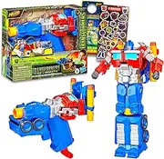 Transformers Nerf Blasters for Kids - Bundle with 2-in-1 Optimus Prime Nerf Blaster with 2 Foam Darts Plus Stickers, More | Transformers Outdoor Toys for Boys