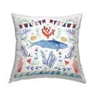Nautical Fish Marine Pattern Outdoor Printed Pillow, 18 x 18, Multi-Color