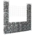 U-shape Gabion Basket with 2 Posts Iron 140x20x150 cm vidaXL