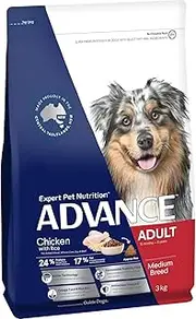 Advance Adult Dog Medium Breed 15kg - Chicken Omega 3 and 6 Dog Food with Zinc Dog Food for Dental Health Kibble Technology for Dogs Antioxidant Rich
