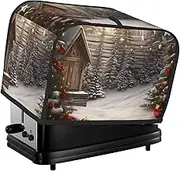 Christmas Wood Toaster Cover 2 Slice Bread Machine Covers Waterproof Universal Size Kitchen Small Appliance Cover with Hang Loop, Dust and Fingerprint Protection
