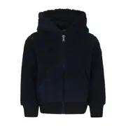 [Moncler] Moncler Logo-appliqué Shearling Hooded Jacket 12 A BLUE