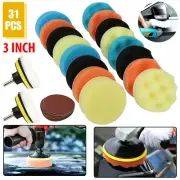 31Pcs 3" Polishing Waxing Buffing Buffer Sponge Pads Kit Car Polisher for Drill