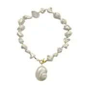 Freshwater Pearls and Conch Shell Necklace Stylish Choker for Sophisticated Girl