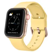 For Apple Watch Series 3,38-mm Case,Pin Buckle Silicone Watch Band,Yellow