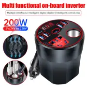 Car Power Converter 200W Socket Charger USB Inverter Adapter Multiple Interfaces