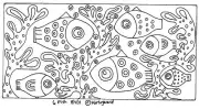 RUG HOOK CRAFT PAPER PATTERN 6 Fish FOLK ART Abstract Primitive Karla Gerard