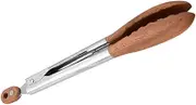 Amosfun Cooking Utensils Set Salad Clip BBQ Tongs Stainless Steel Walnut Wood for Serve
