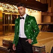 Retro Vintage 1980s Shiny Metallic Tuxedo Suits Blazers Disco Sequins Men's Carnival Costume Christmas Halloween Carnival Cocktail Party Theme Party Pride Par