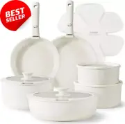 17-Piece Nonstick Cookware Set, Detachable Handle, Induction, RV, Oven Safe