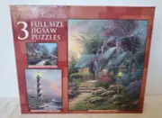 Thomas Kinkade 3 in 1 Jigsaw Puzzle-Twilight Cottage-NIB