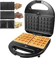 WOOYOOTE Sandwich Maker 6 in 1, Waffle Make with Removable Plate, Electric Panini Press Grill, Sandwich Toaster with Detachable Non-stick Coating, LED Indicator Lights, Cool Touch Handle, Black